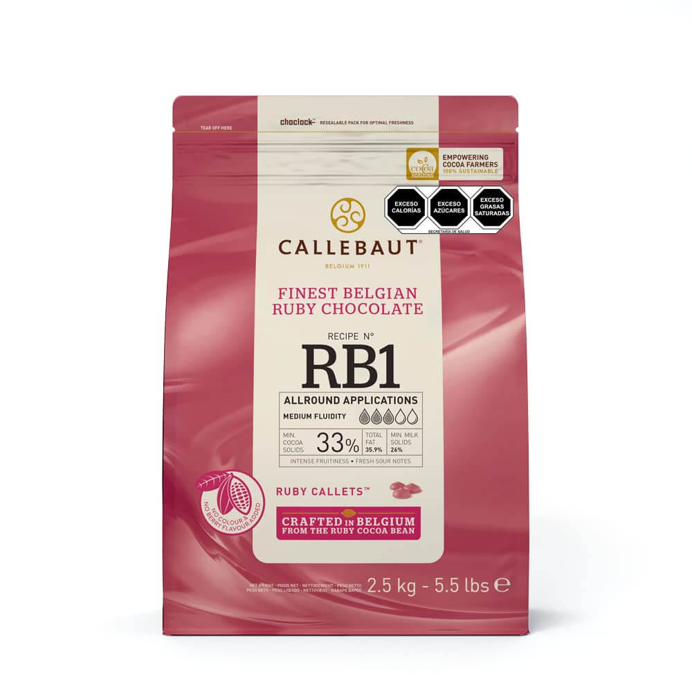 Callebaut Ruby Couverture Chocolate Callets | Recipe RB1 | Crafted from the Ruby Cocoa Bean, No Colourants, No Fruit Flavorings | 5.5 lb / 2.5 kg